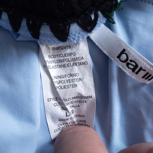 Bar III Women’s Blue One Piece Swimsuit Y2K Crochet Trim Size Large - Picture 7 of 9